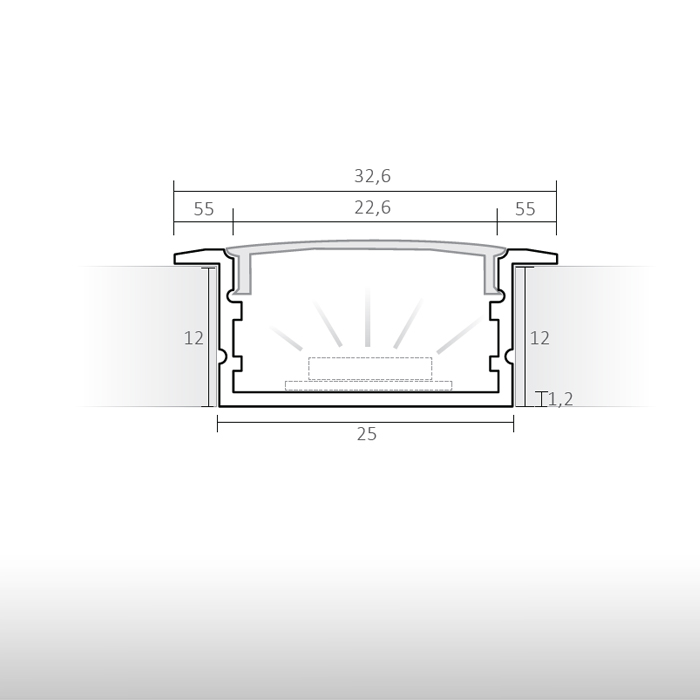 Perfil embutir LED - para painéis decorativos de parede